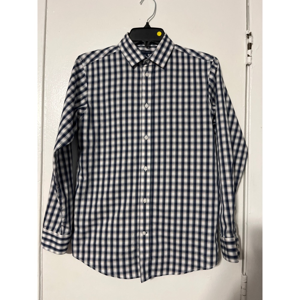Tommy Hilfiger Boys Blue White Plaid Button Down Shirt Long Sleeve Size 16‎